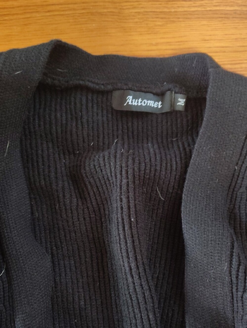 Black Ribbed Button-Front Cardigan with Gold Buttons - Picture 2 of 4